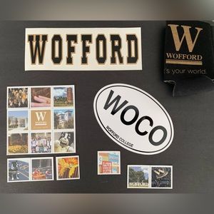 NWOT Wofford College Lot Can Foam Koozie Stickers Decal Magnets Collegiate